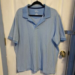 Croft & Barrow Easy Care Mens Polo Shirt Size XL Blue White Stripe Short Sleeve